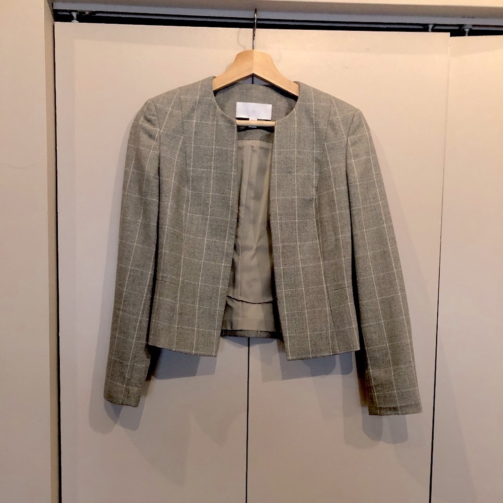 NWOT Hugo Boss wool plaid blazer jacket, size 2
